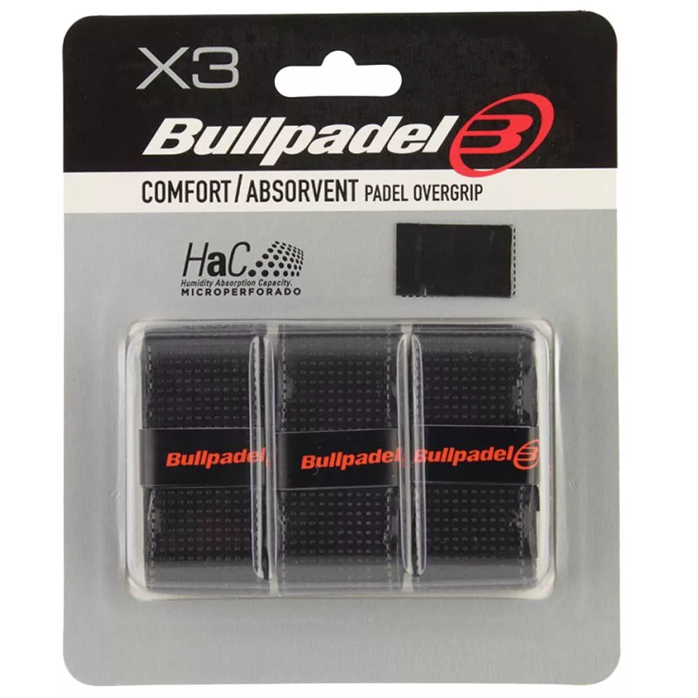 Bullpadel perforiert Overgrip Schwarz 3er-Pack