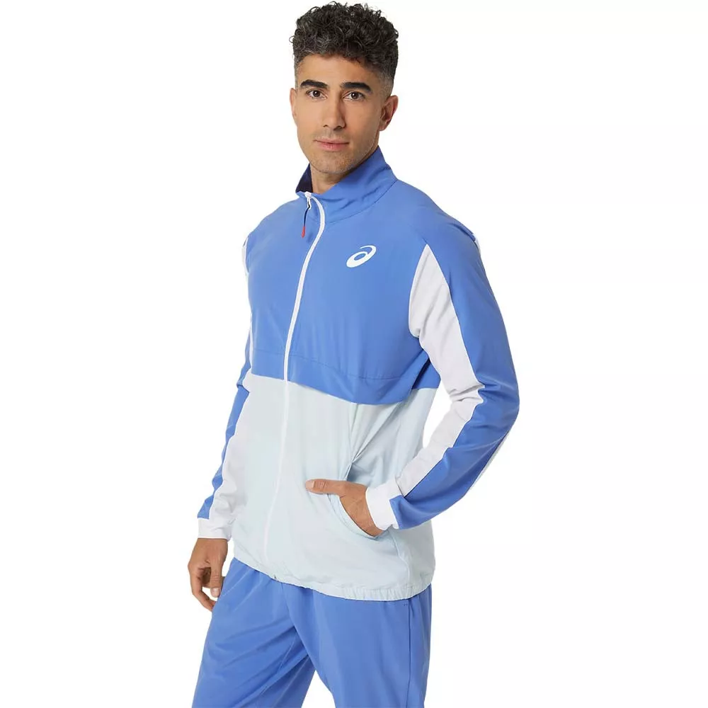 Asics Match Jacke Blau / Wei&szlig;