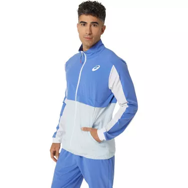 Asics Match Jacke Blau / Wei&szlig;