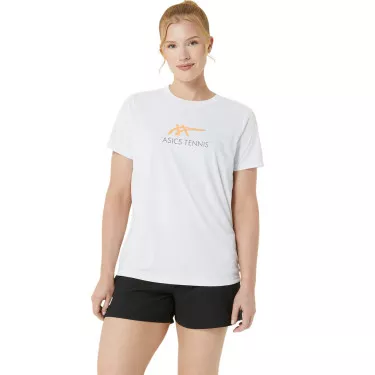 Asics Court Graphic T-Shirt Damen Wei&szlig; / Orange