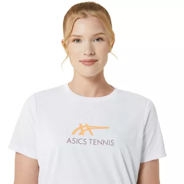 Asics Court Graphic T-Shirt Damen Wei&szlig; / Orange