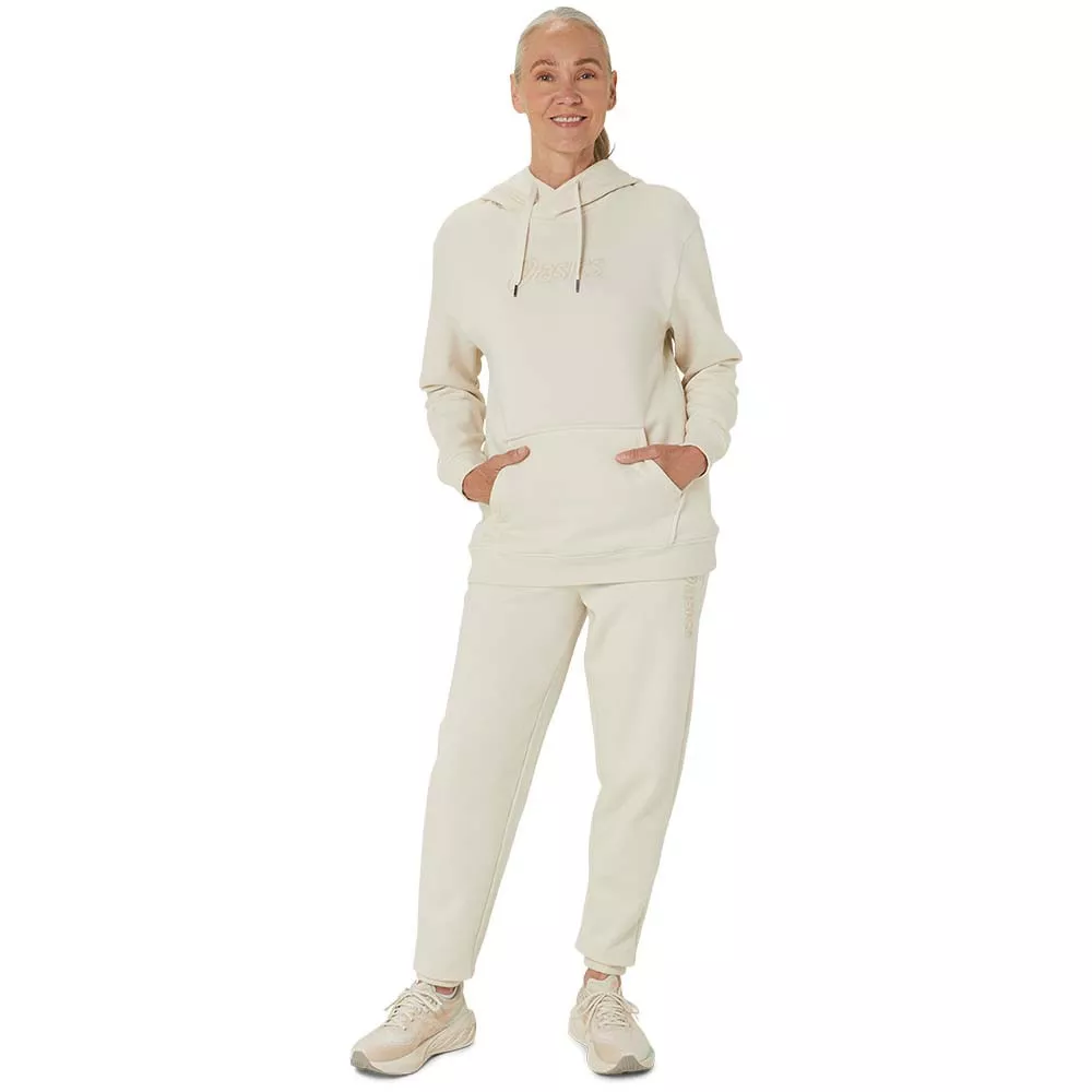 Asics Logo Kapuzenpullover Damen Cremewei&szlig;
