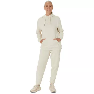 Asics Logo Kapuzenpullover Damen Cremewei&szlig;