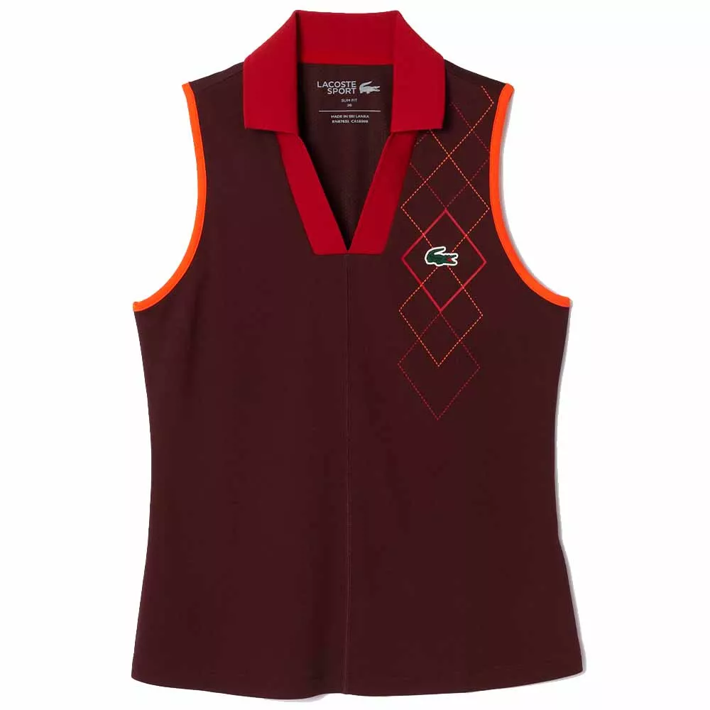 Lacoste Poloshirt &auml;rmellos Damen Bordeaux
