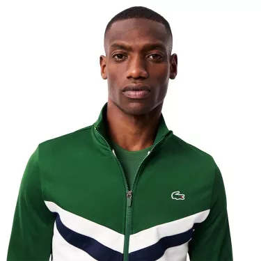 Lacoste Tennis Trainingsjacke Gr&uuml;n / Wei&szlig;