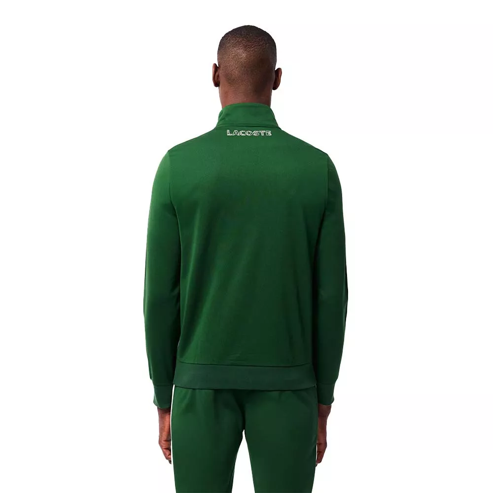 Lacoste Tennis Trainingsjacke Gr&uuml;n / Wei&szlig;