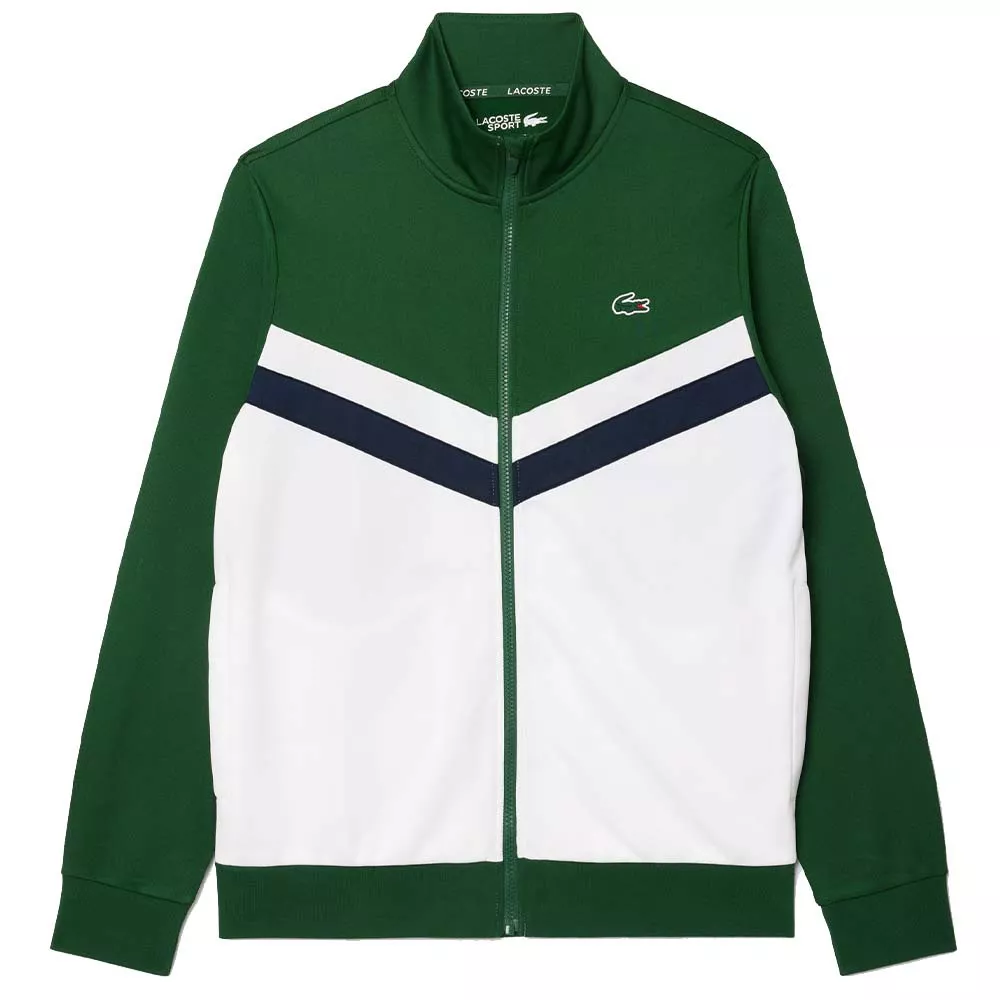 Lacoste Tennis Trainingsjacke Gr&uuml;n / Wei&szlig;