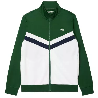 Lacoste Tennis Trainingsjacke Gr&uuml;n / Wei&szlig;