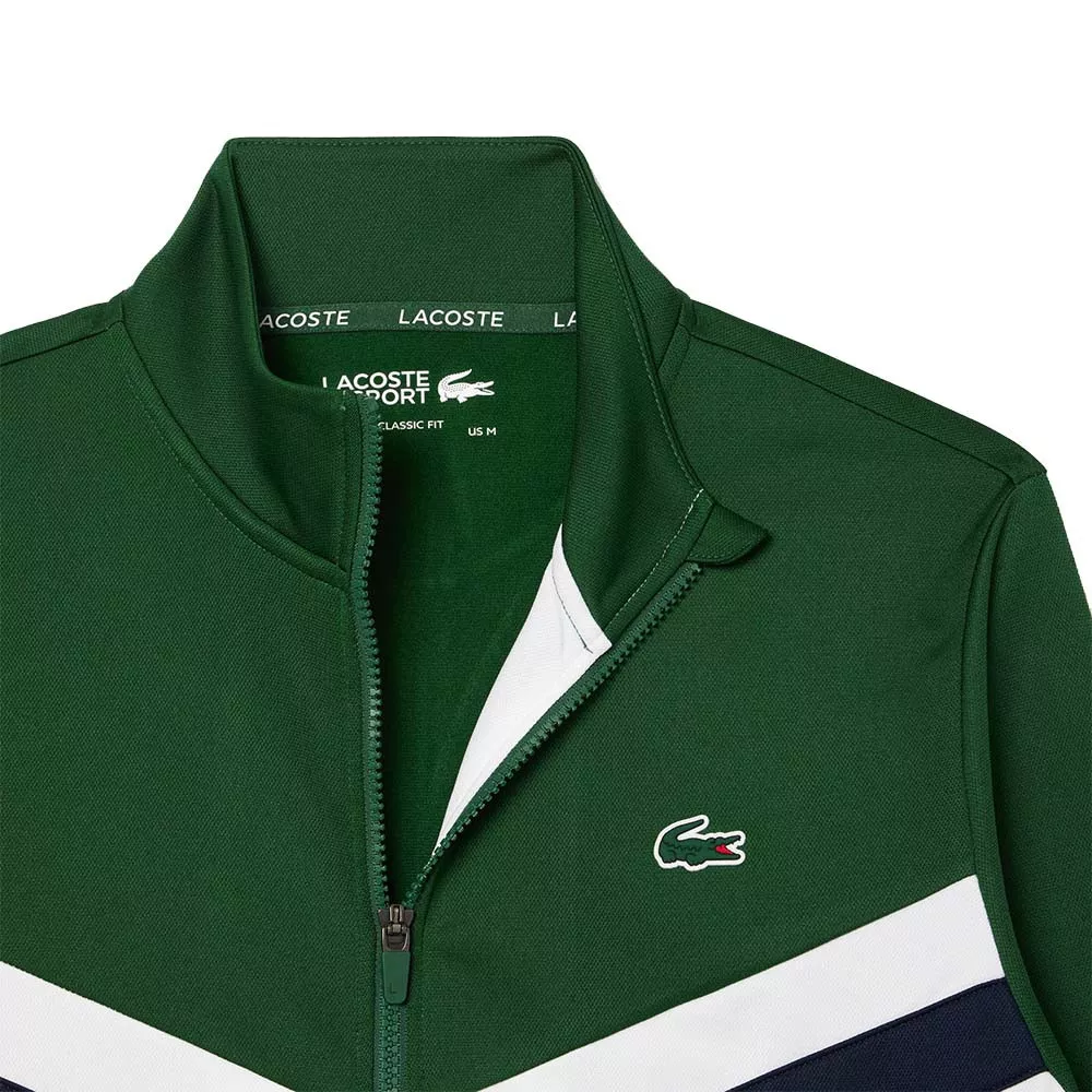 Lacoste Tennis Trainingsjacke Gr&uuml;n / Wei&szlig;