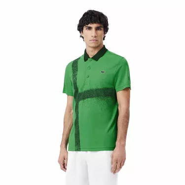 Lacoste Tennis Novak Djokovic Poloshirt Fan-Version Gr&uuml;n / Marineblau