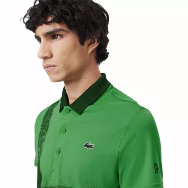 Lacoste Tennis Novak Djokovic Poloshirt Fan-Version Gr&uuml;n / Marineblau