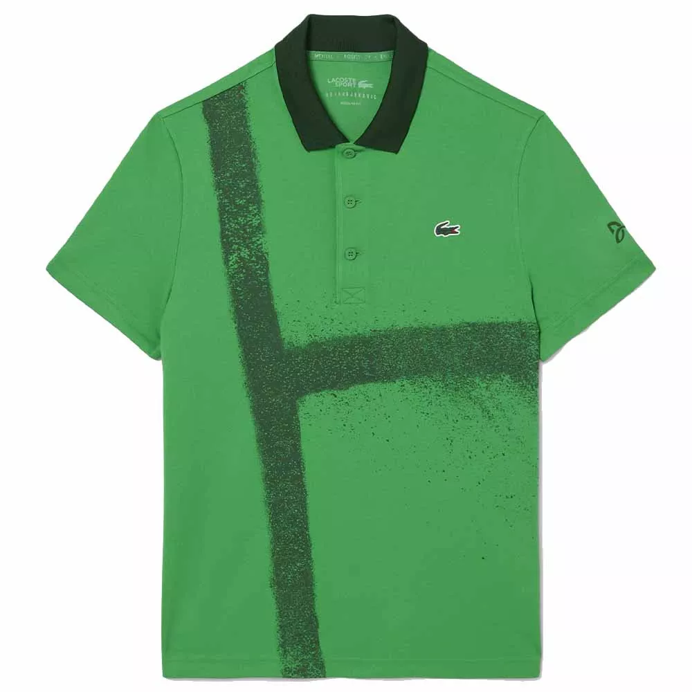 Lacoste Tennis Novak Djokovic Poloshirt Fan-Version Gr&uuml;n / Marineblau