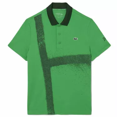Lacoste Tennis Novak Djokovic Poloshirt Fan-Version Gr&uuml;n / Marineblau