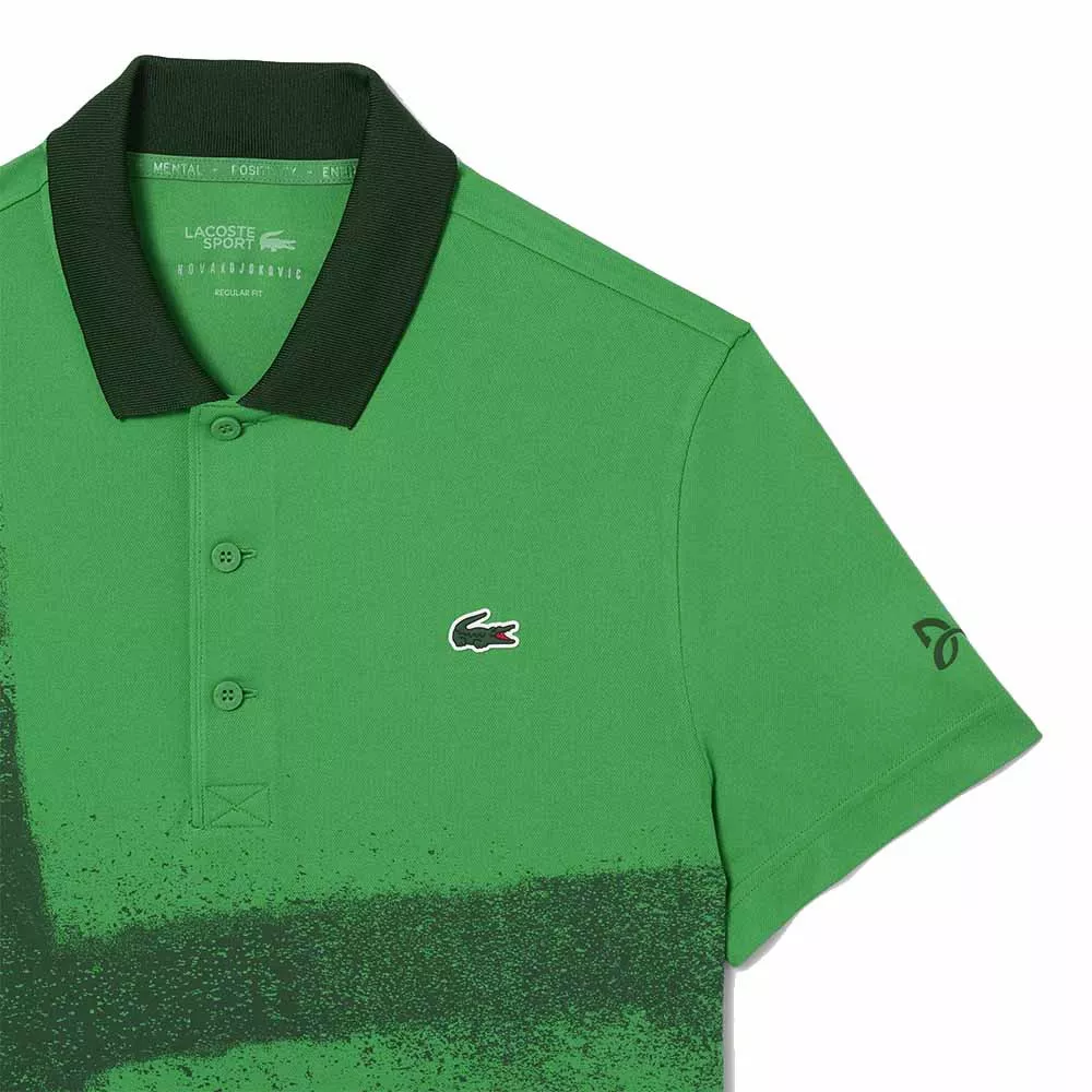 Lacoste Tennis Novak Djokovic Poloshirt Fan-Version Gr&uuml;n / Marineblau