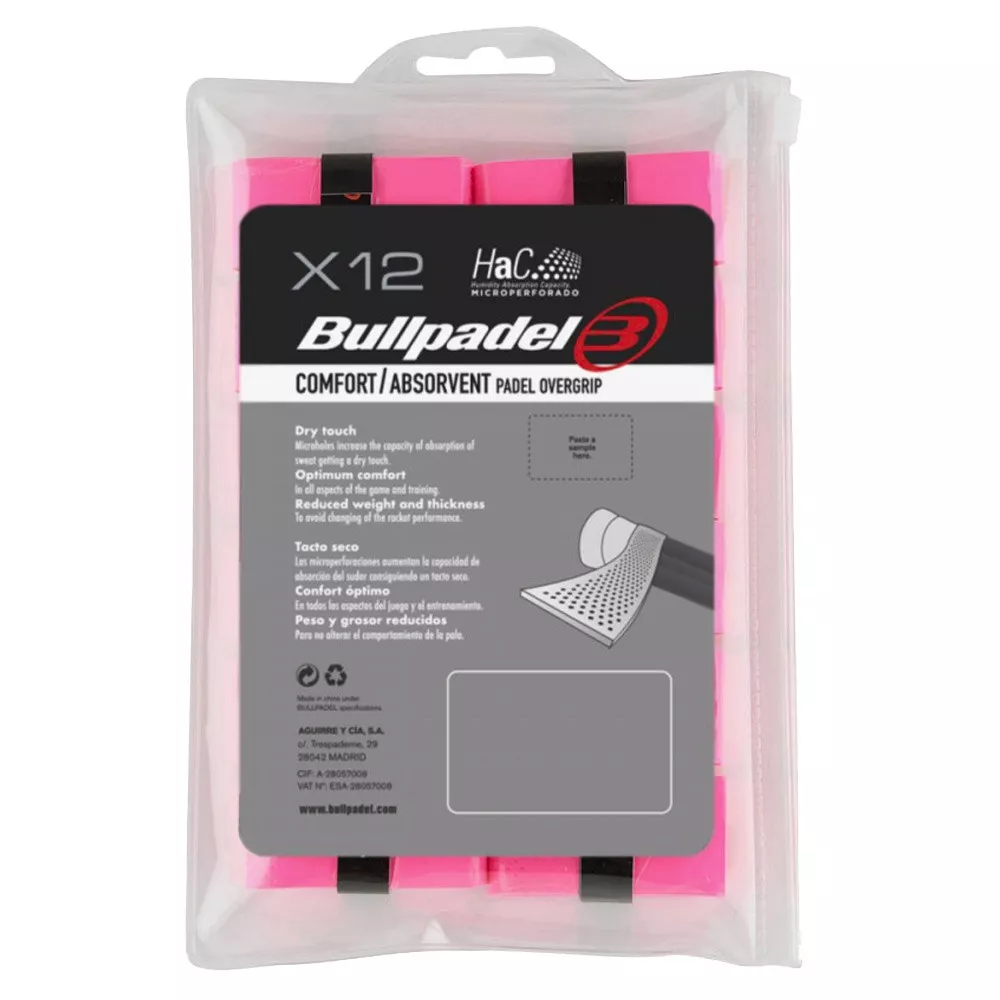Bullpadel perforiert Overgrip Rosa 12er-Pack