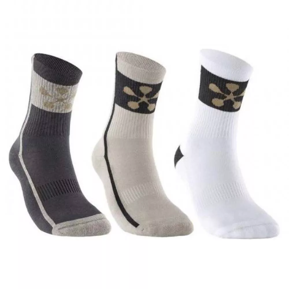 Bullpadel Premier Padel Socken Schwarz / Beige / Wei&szlig; 3er-Pack