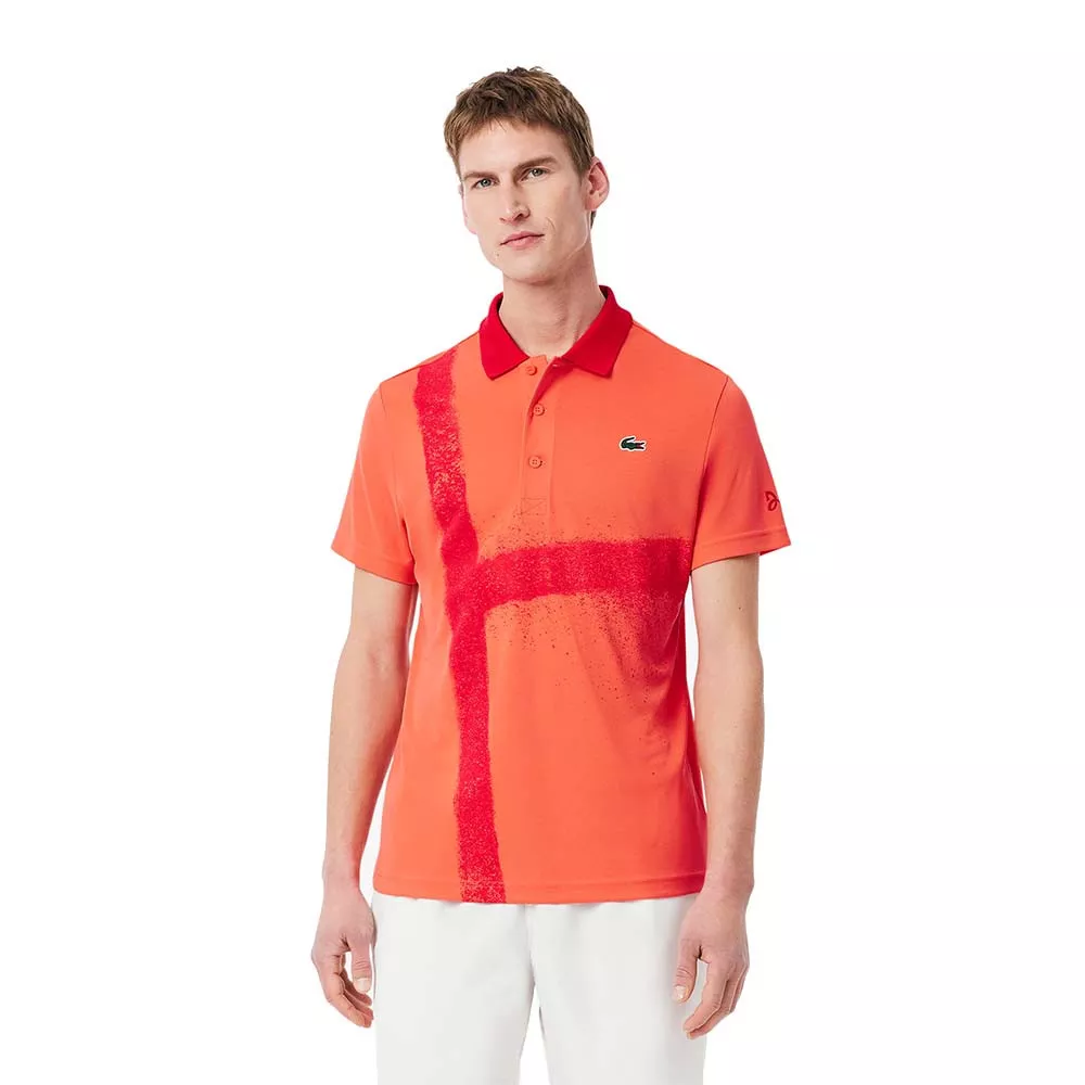 Lacoste Tennis Novak Djokovic Poloshirt Fan-Version Rot / Wei&szlig;