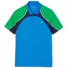 Lacoste Tennis Color-Block Ultra Dry Poloshirt Azurblau / Gr&uuml;n