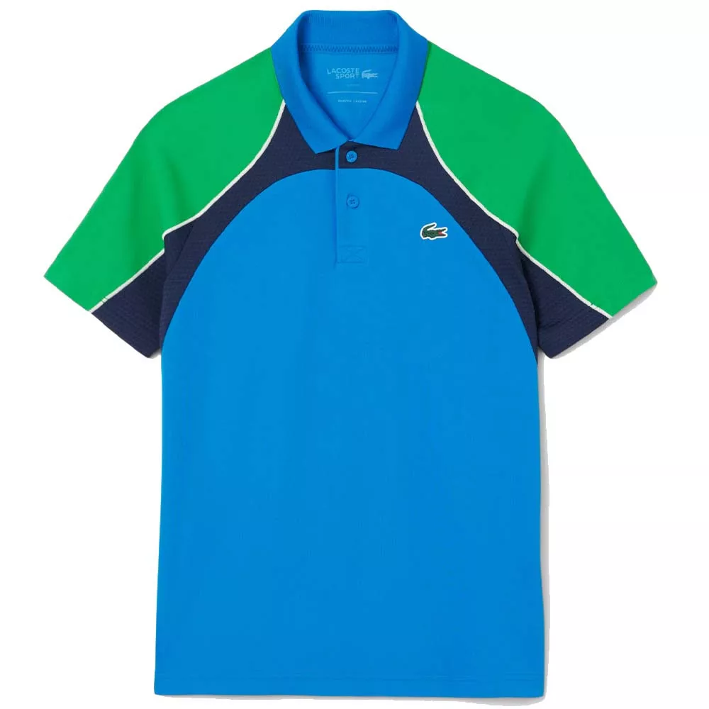 Lacoste Tennis Color-Block Ultra Dry Poloshirt Azurblau / Gr&uuml;n