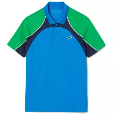 Lacoste Tennis Color-Block Ultra Dry Poloshirt Azurblau / Gr&uuml;n