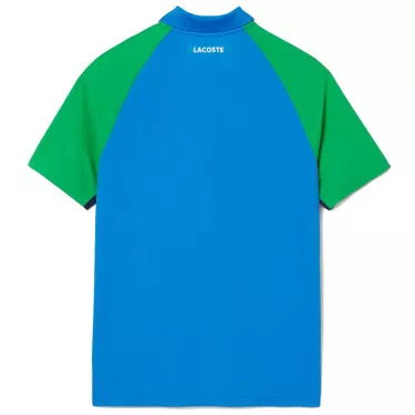 Lacoste Tennis Color-Block Ultra Dry Poloshirt Azurblau / Gr&uuml;n