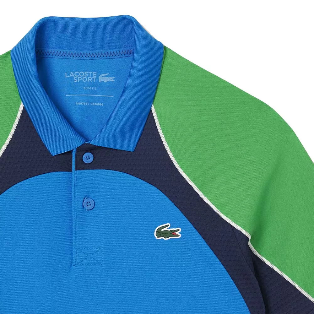 Lacoste Tennis Color-Block Ultra Dry Poloshirt Azurblau / Gr&uuml;n