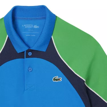 Lacoste Tennis Color-Block Ultra Dry Poloshirt Azurblau / Gr&uuml;n