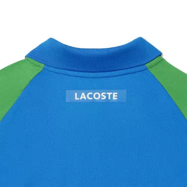 Lacoste Tennis Color-Block Ultra Dry Poloshirt Azurblau / Gr&uuml;n