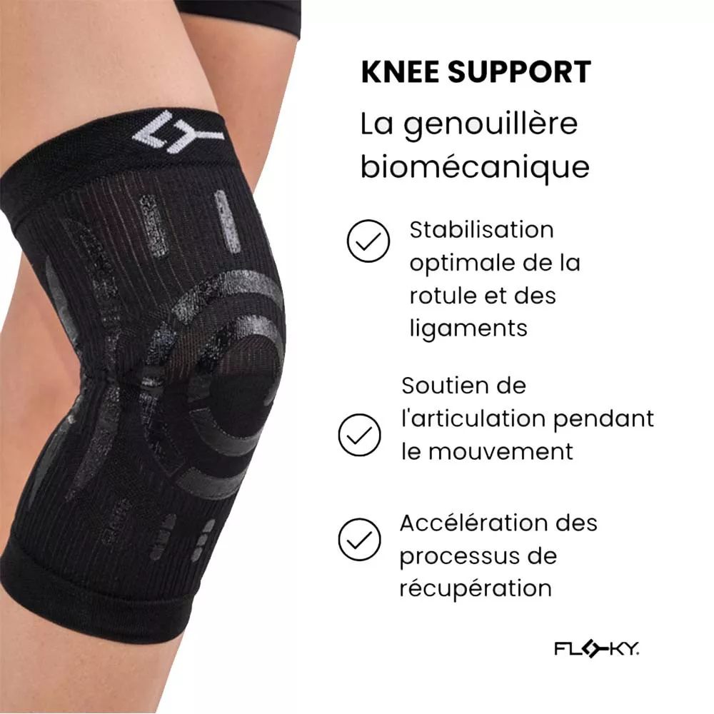 Floky Knee Support Kniebandage Links Schwarz