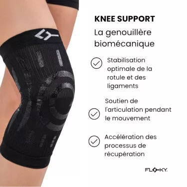 Floky Knee Support Kniebandage Links Schwarz