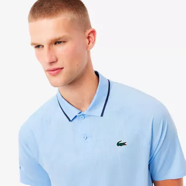 Lacoste Tennis Novak Djokovic On Court Poloshirt Pastellblau