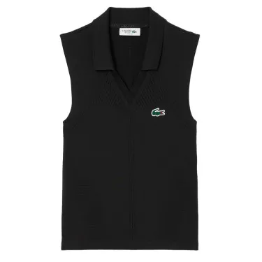 Lacoste Poloshirt &auml;rmellos Damen Schwarz