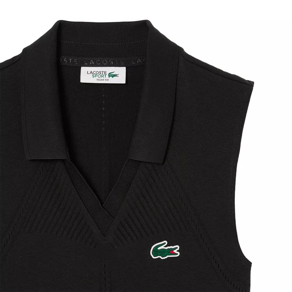Lacoste Poloshirt &auml;rmellos Damen Schwarz