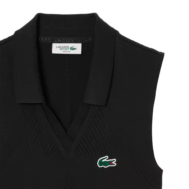 Lacoste Poloshirt &auml;rmellos Damen Schwarz