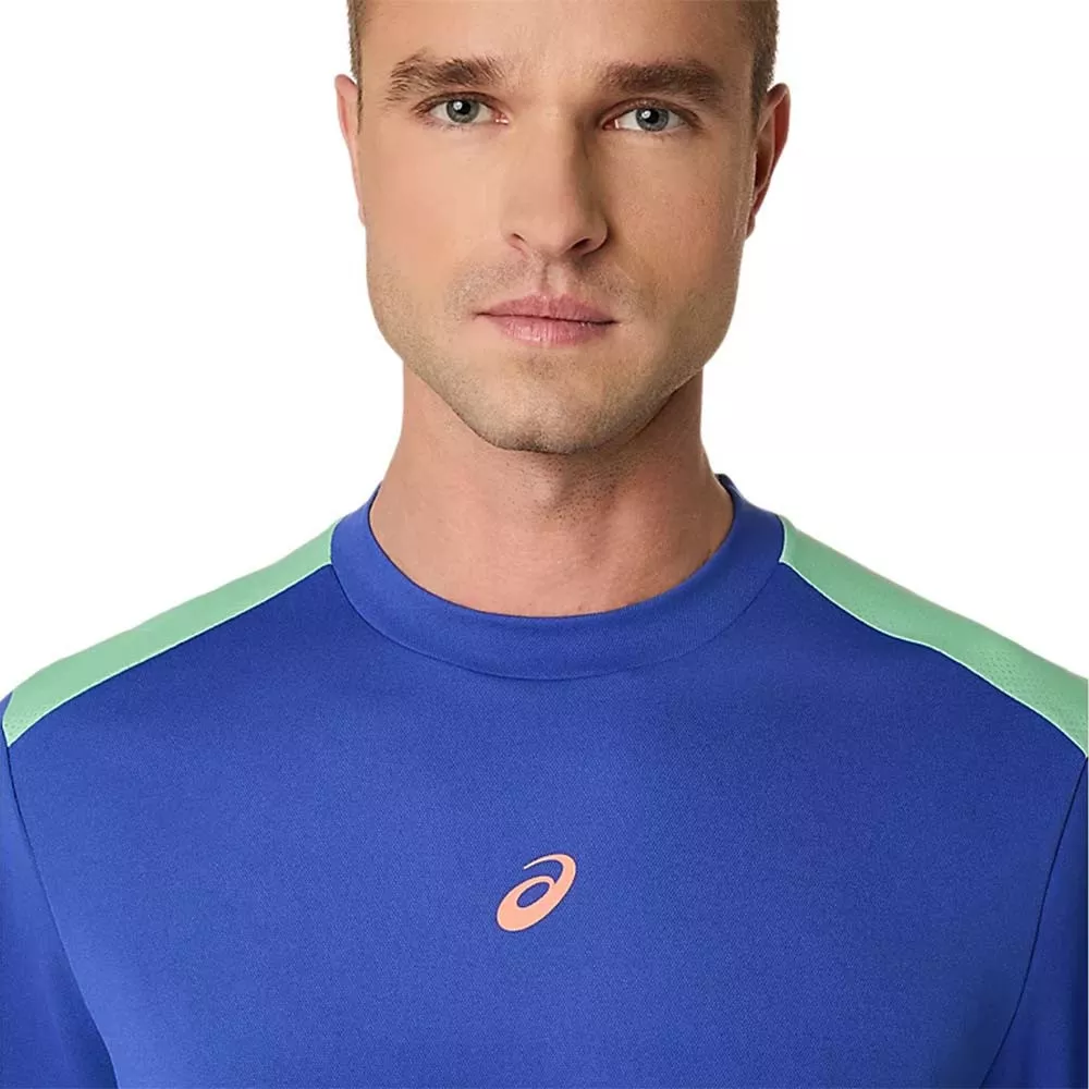 Asics Padel Court SS T-Shirt Blau / Gr&uuml;n
