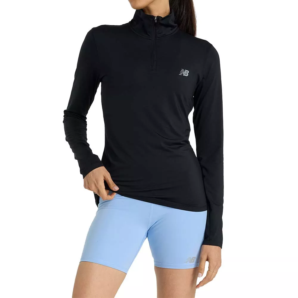New Balance Quarter Zip Langarmshirt Damen Schwarz