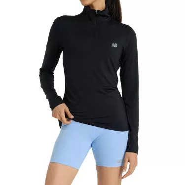 New Balance Quarter Zip Langarmshirt Damen Schwarz