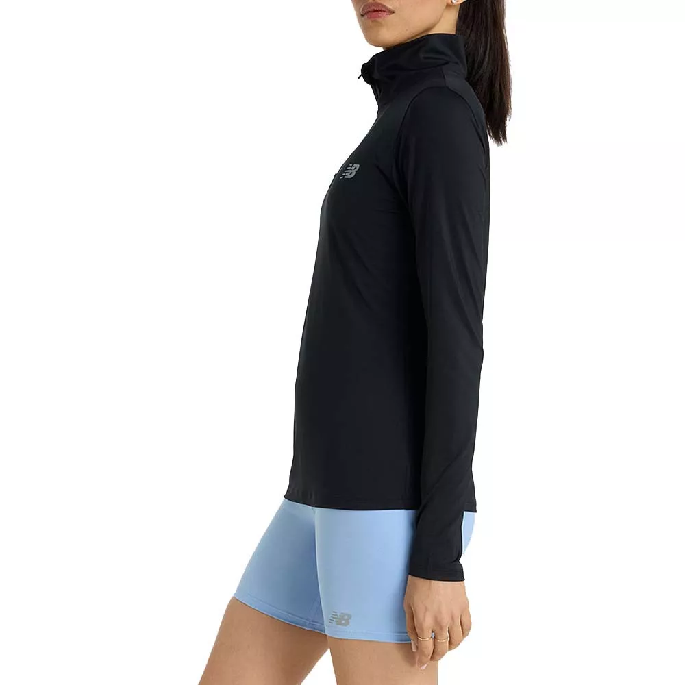 New Balance Quarter Zip Langarmshirt Damen Schwarz