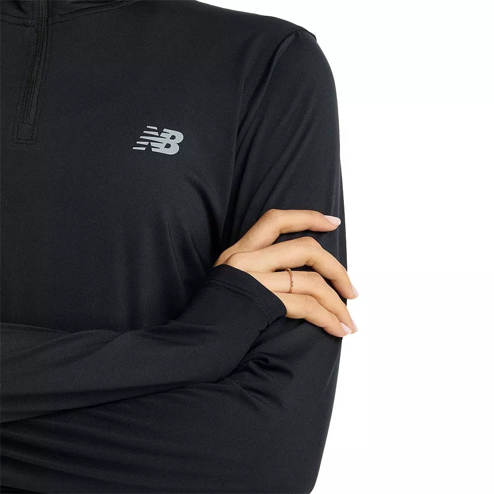New Balance Quarter Zip Langarmshirt Damen Schwarz