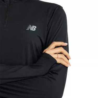 New Balance Quarter Zip Langarmshirt Damen Schwarz