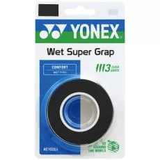 Yonex Wet Super Grap Overgrip Schwarz 3er-Pack