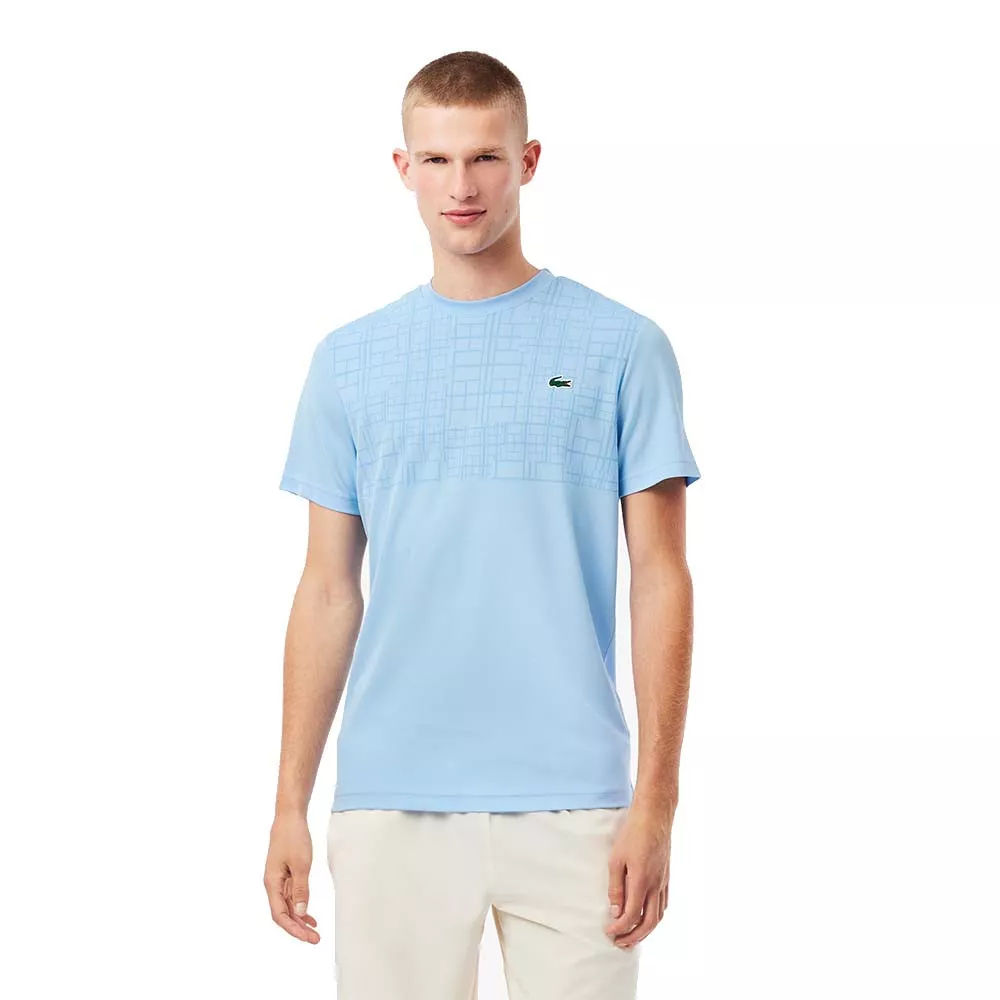 Lacoste Tennis Novak Djokovic Ultra Dry bedruckt T-Shirt Hellblau
