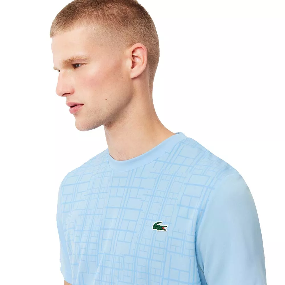 Lacoste Tennis Novak Djokovic Ultra Dry bedruckt T-Shirt Hellblau