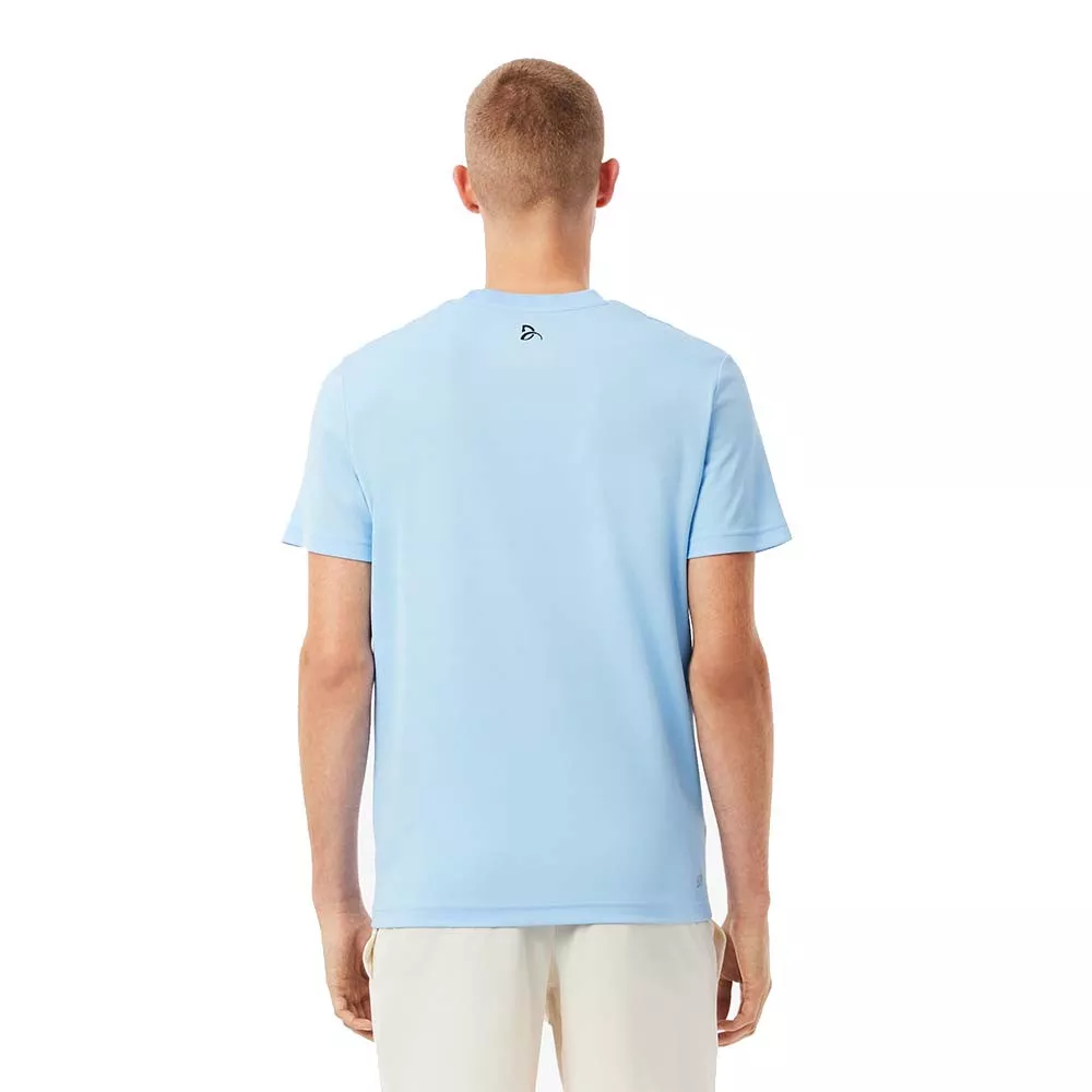 Lacoste Tennis Novak Djokovic Ultra Dry bedruckt T-Shirt Hellblau