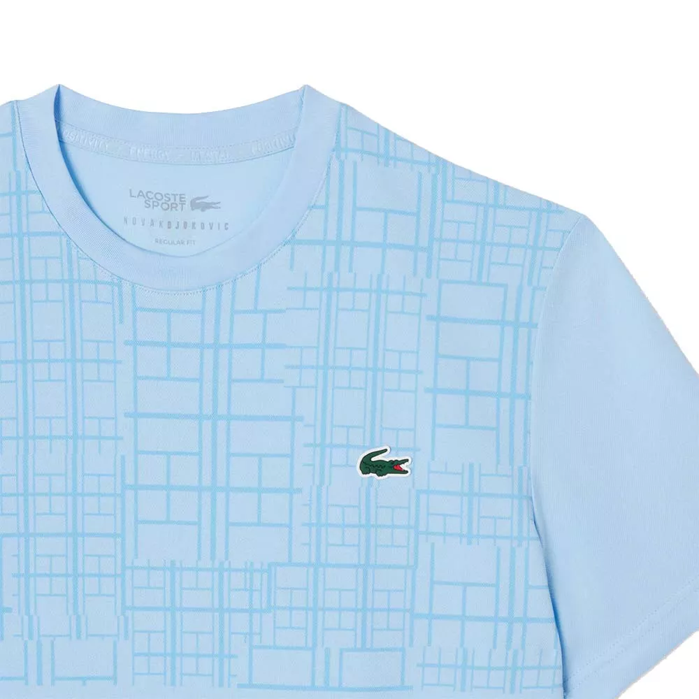 Lacoste Tennis Novak Djokovic Ultra Dry bedruckt T-Shirt Hellblau