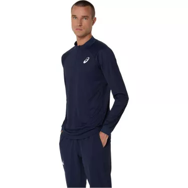 Asics Match LS Zip Langarmshirt Marineblau