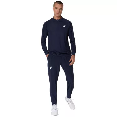 Asics Match LS Zip Langarmshirt Marineblau