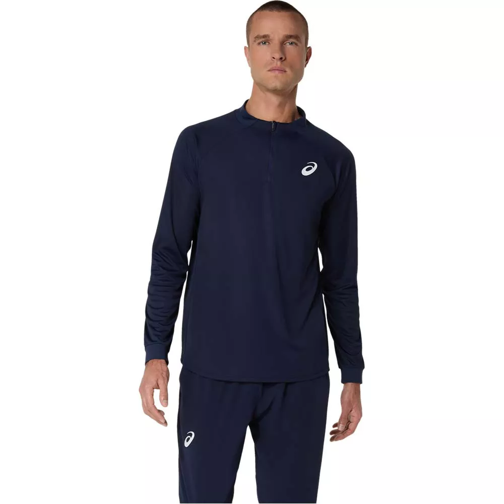 Asics Match LS Zip Langarmshirt Marineblau