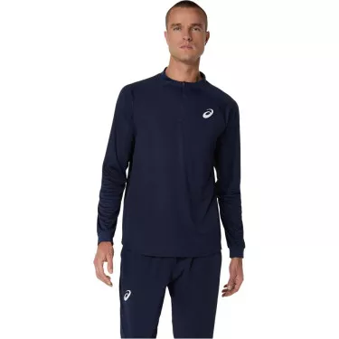 Asics Match LS Zip Langarmshirt Marineblau