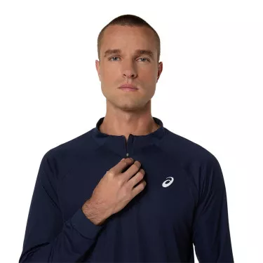 Asics Match LS Zip Langarmshirt Marineblau